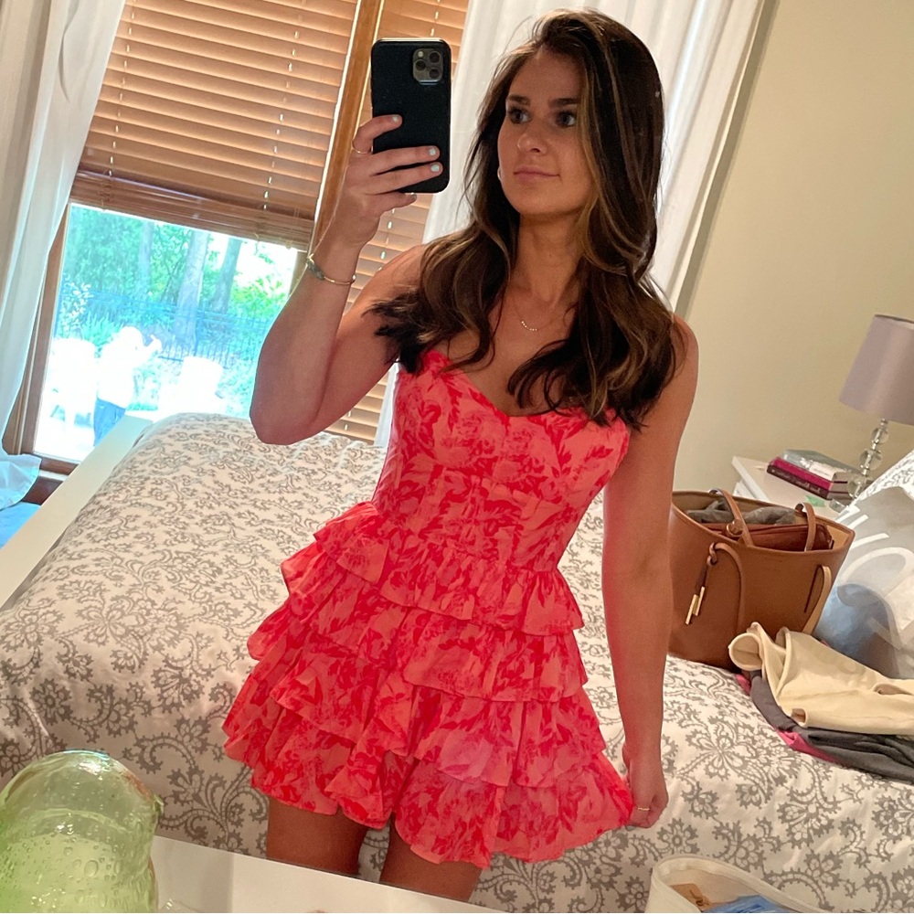 Olivaceous Vibrant Pink Floral Dress
